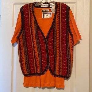 New White Stag Top with Vest Set